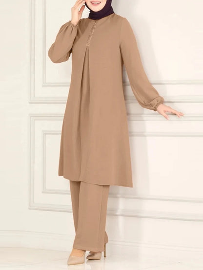 Muslimisches Damen-Set Langarm Bluse & Weite Hose | Modest Fashion