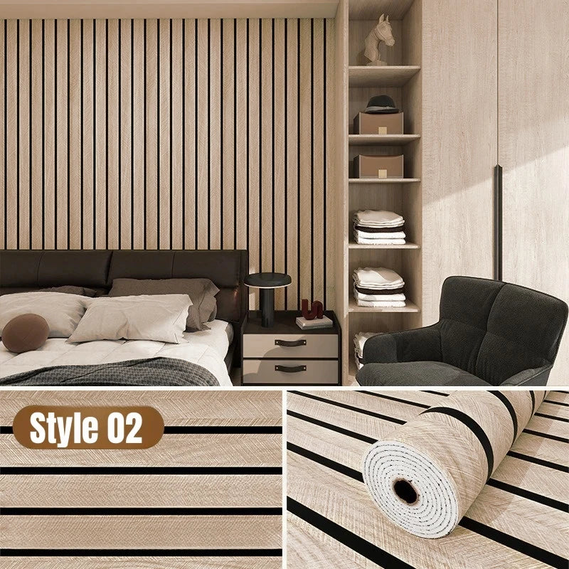 Selbstklebende Vinyl-Wandpaneele mit Holzmaserung & vertikalen Latten – Tapete für Wohnzimmer, Schlafzimmer, Küche, Bad & TV-Rückwand – wasserdicht
