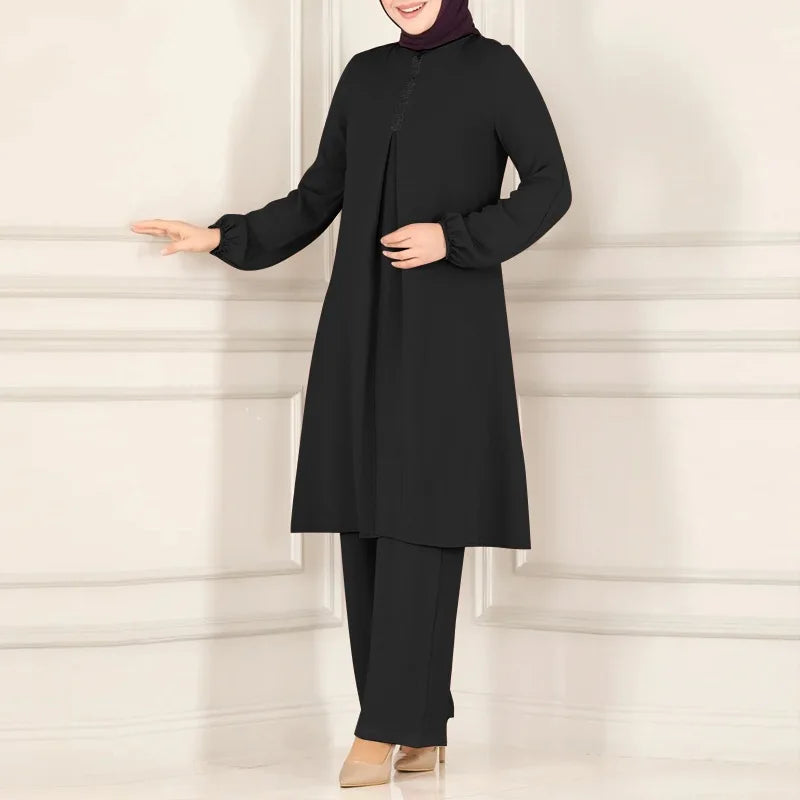 Muslimisches Damen-Set Langarm Bluse & Weite Hose | Modest Fashion