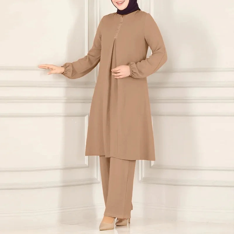 Muslimisches Damen-Set Langarm Bluse & Weite Hose | Modest Fashion