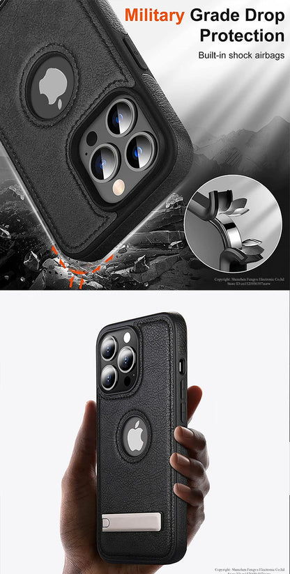 Luxus PU Leder Handyhülle mit Standfuß für iPhone - FUXL-Shopify 