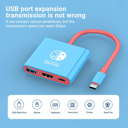 3-in-1 USB-C Hub HDMI 4K 30Hz PD 100W Schnellladung USB 3.0 Dockingstation MacBook Laptop