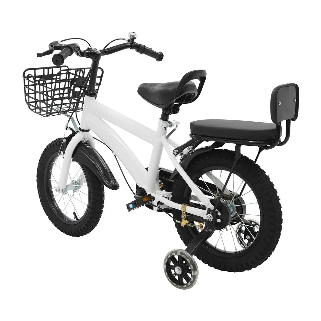 Kinderfahrrad 14 Zoll mit Korb & Rückenlehne – Höhenverstellbar, Stützräder, bis 60 kg belastbar für Kinder 3-7 Jahre - FUXLShop