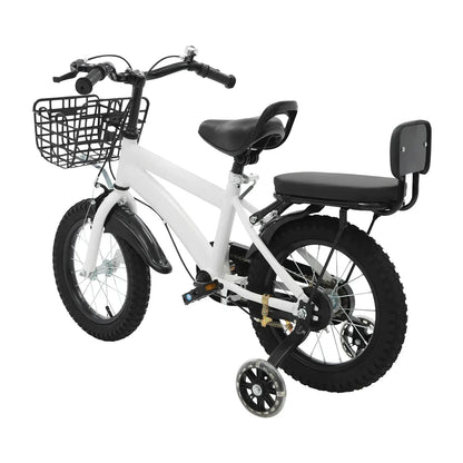 Kinderfahrrad 14 Zoll mit Korb & Rückenlehne – Höhenverstellbar, Stützräder, bis 60 kg belastbar für Kinder 3-7 Jahre - FUXLShop