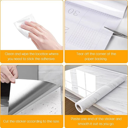 Wasserdichte Marmor Selbstklebende Tapete 40cm - PVC Wandaufkleber für Bad & Küche