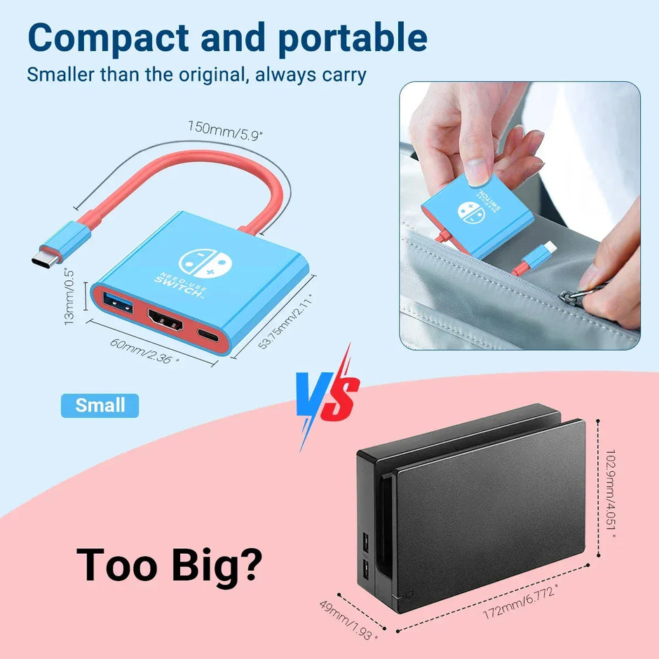 3-in-1 USB-C Hub HDMI 4K 30Hz PD 100W Schnellladung USB 3.0 Dockingstation MacBook Laptop - FUXLShop