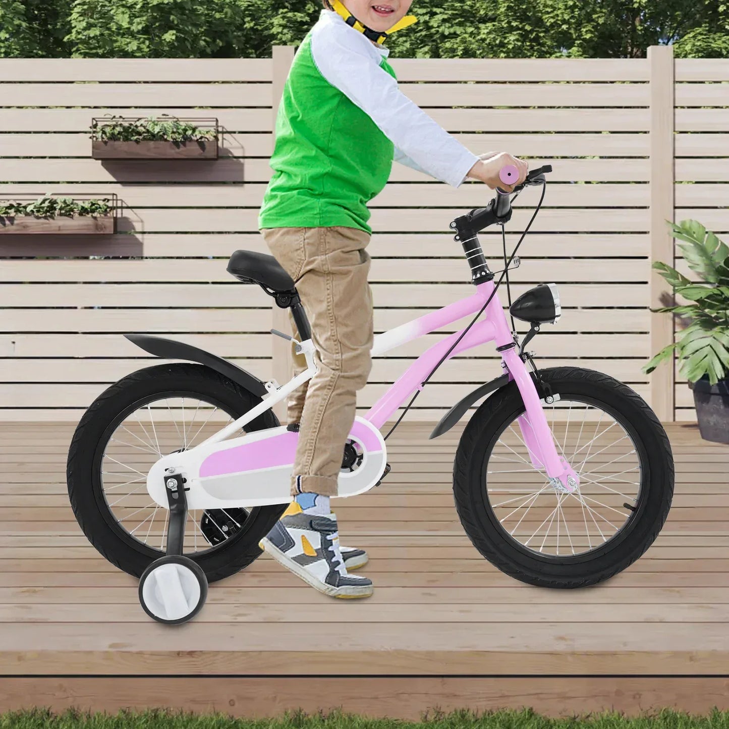 Kinderfahrrad 16 Zoll mit LED-Licht & Stützrädern – Höhenverstellbar für Kinder 5-8 Jahre, bis 60 kg belastbar - FUXLShop