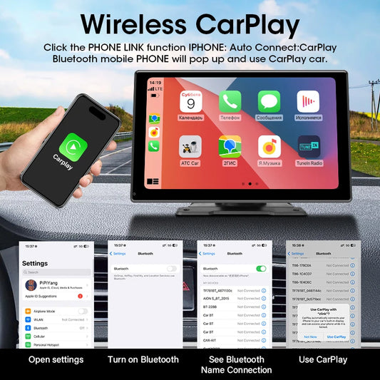 JMCQ 10-Zoll-Carplay-Auto-Smart-Screen-Multimedia-Video-Player Drahtloses Carplay Android Auto Autoradio für Apple Android Stereo