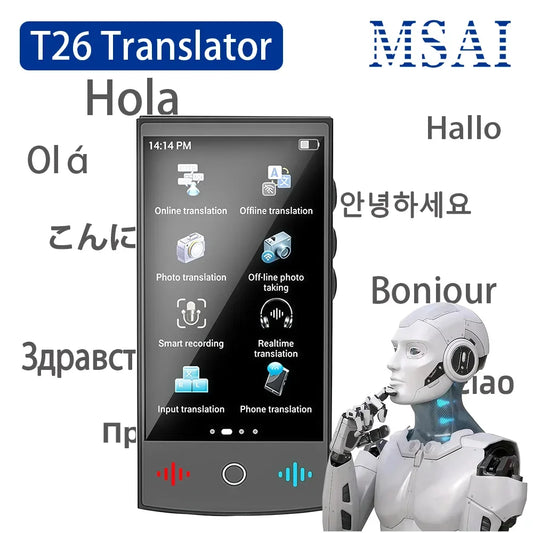 KI-Sprachübersetzer T26 – 160 Sprachen, ChatGPT, Offline & Echtzeitübersetzung