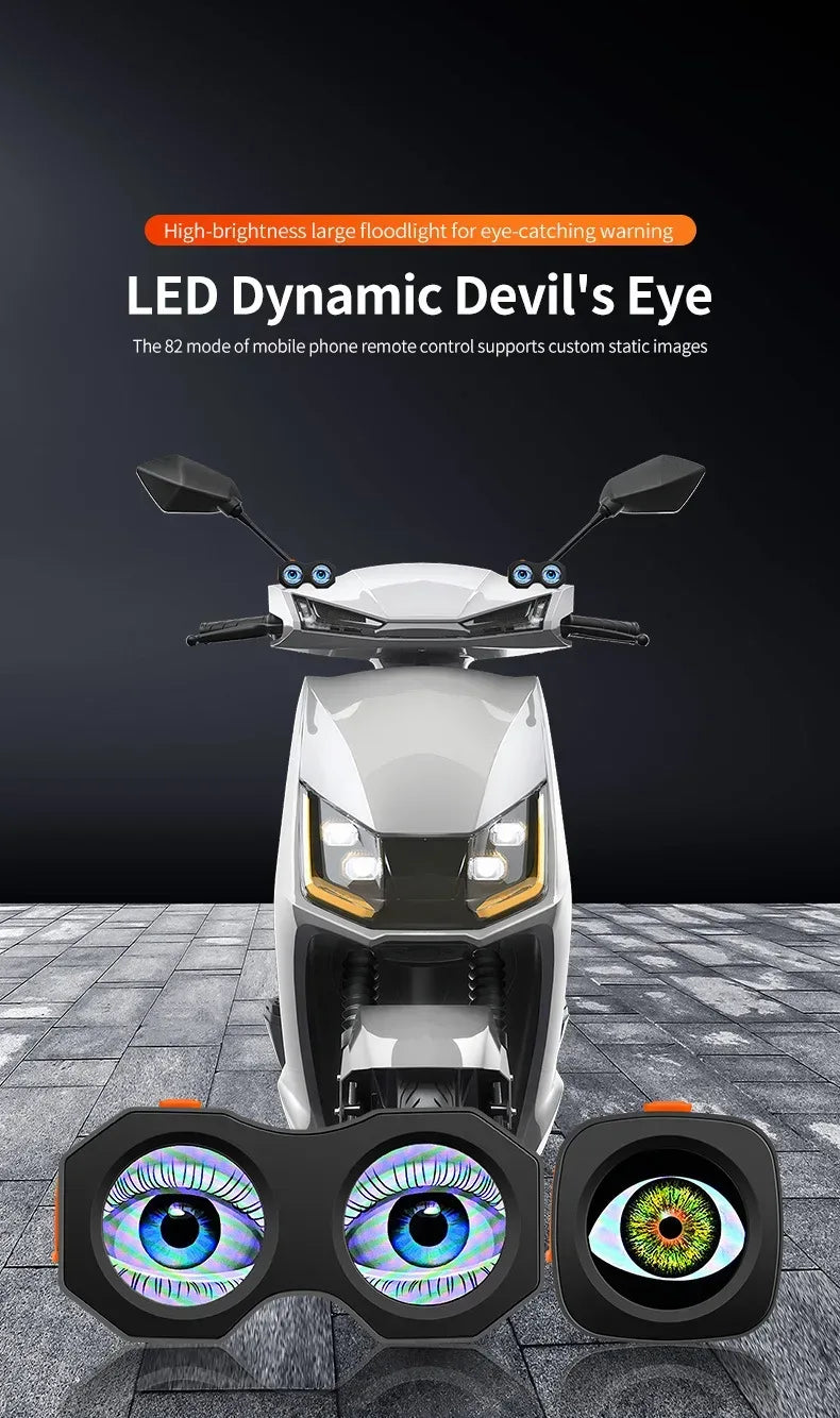 LED Motorrad Rücklicht mit Teufelsauge-Design – Dynamische Atmosphärenbeleuchtung mit App-Steuerung - FUXLShop