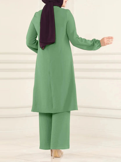 Muslimisches Damen-Set Langarm Bluse & Weite Hose | Modest Fashion