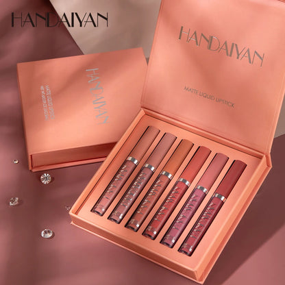 HANDAIYAN 6er Set Flüssig-Lippenstift – Langanhaltender Matt Lipgloss, Nicht Abfärbend – Geschenkbox - FUXL-Shopify 