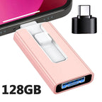 4-in-1 OTG USB 3.0 Flash Drive 128GB Pink – Speicherstick für iPhone & Android