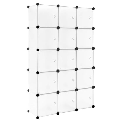 Schuhregal, weißer Schuhschrank, 15 Würfel, DIY-Regal, Kleiderschrank, Raumteiler für Wohnzimmer, Schlafzimmer, Flur, Aufbewahrungsorganisator - FUXL-Shopify 