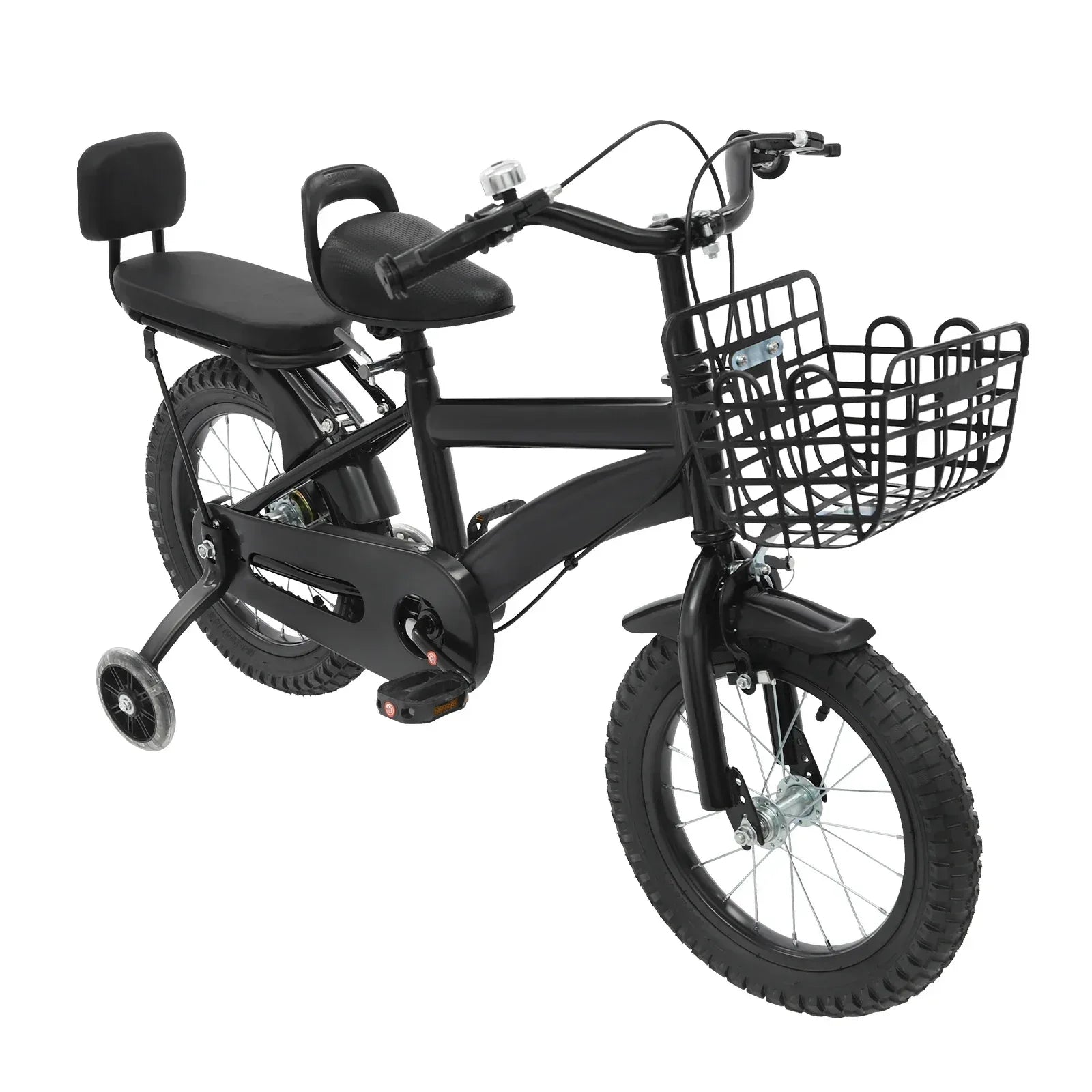 Kinderfahrrad 14 Zoll mit Korb & Rückenlehne – Höhenverstellbar, Stützräder, bis 60 kg belastbar für Kinder 3-7 Jahre - FUXLShop