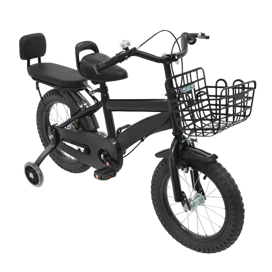 Kinderfahrrad 14 Zoll mit Korb & Rückenlehne – Höhenverstellbar, Stützräder, bis 60 kg belastbar für Kinder 3-7 Jahre - FUXLShop