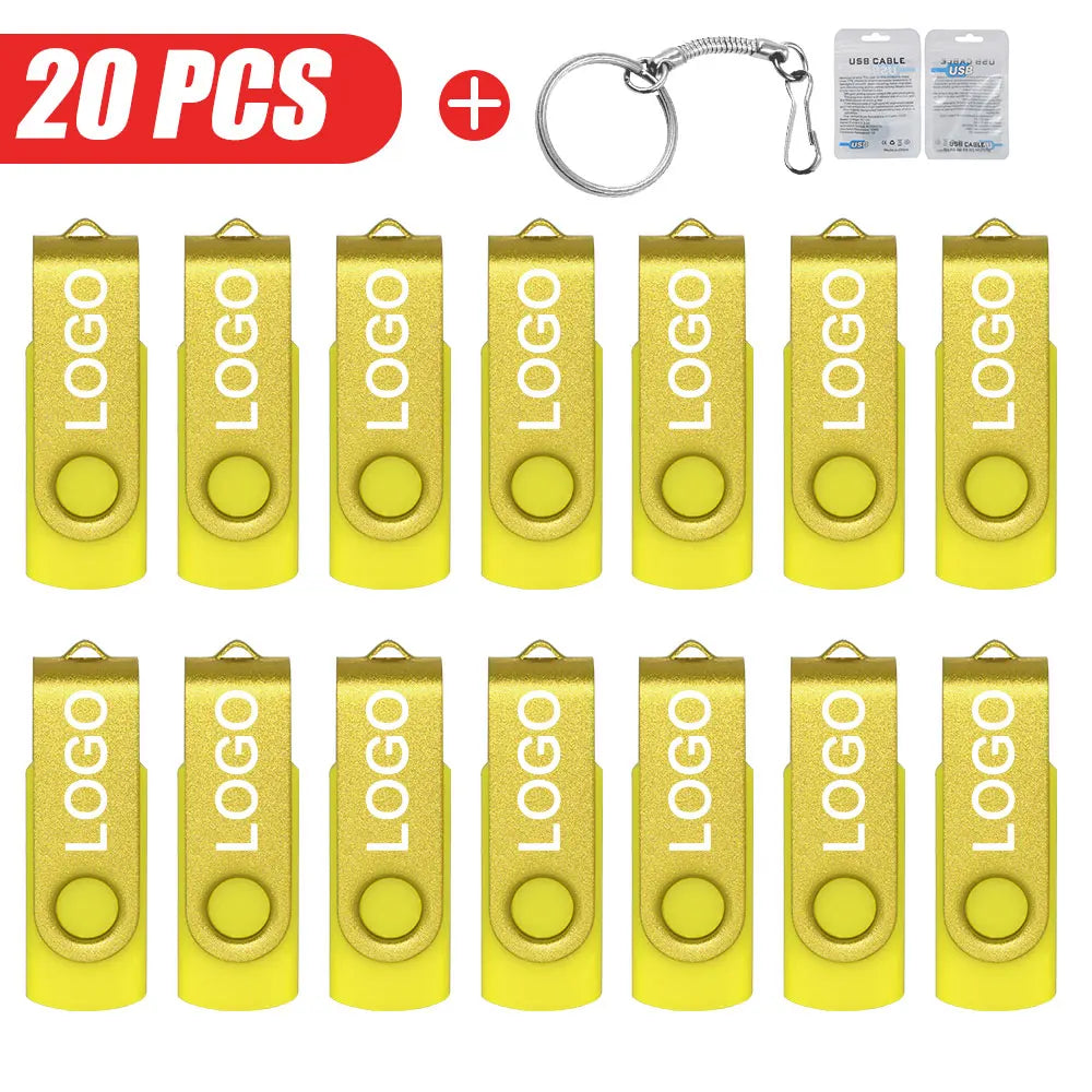 20er-Set USB 2.0 Flash Drives mit individuellem Logo – 4GB bis 64GB – Pen Drives mit echter Kapazität, Werbegeschenk, Plug & Play