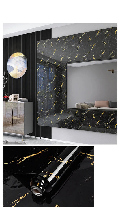 Wasserdichte Marmor Vinylfolie 60cm - Selbstklebende Tapete für Bad & Küche