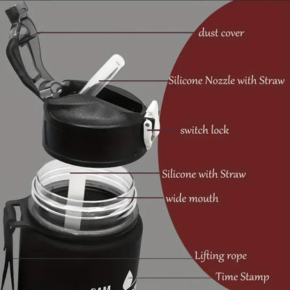 Sportwasserflasche mit zeitverfolgendem Strohhalm, auslaufsicherer, verriegelbarer Klappdeckel für einfaches Tragen, ideal für Outdoor-Abenteuer - FUXL-Shopify 