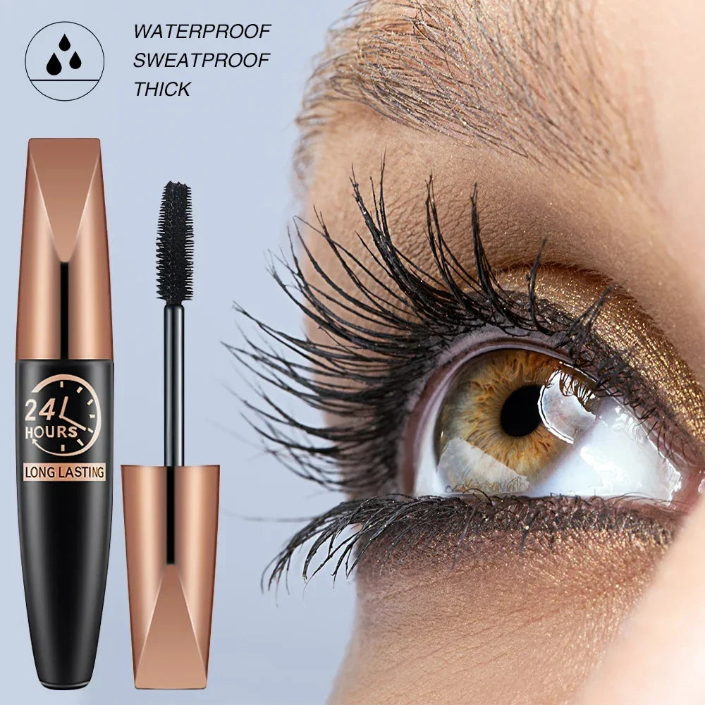 5D Wasserdichte Mascara Verlängert Wimpern Verlängerung Schwarz Seide Faser Mascara Weibliche Make-Up Kosmetische Wasserdichte Mascara