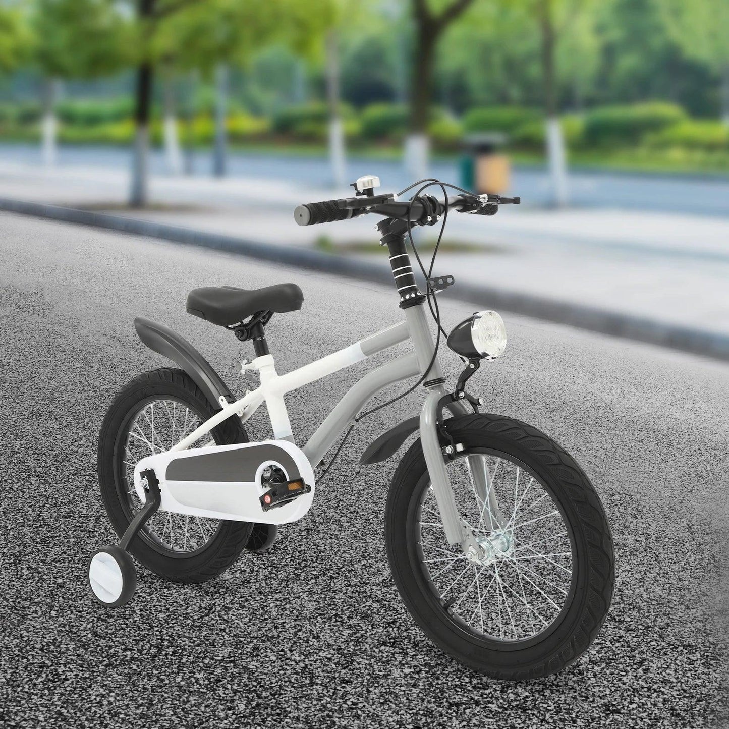 Kinderfahrrad 16 Zoll mit LED-Licht & Stützrädern – Höhenverstellbar für Kinder 5-8 Jahre, bis 60 kg belastbar - FUXLShop