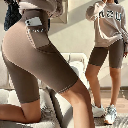 Frauen Yoga Sport Shorts Hohe Taille Fitness Shorts Casual Streetwear Kurze Hosen Weibliche Enge Shorts Für Damen Workout Hosen - FUXL-Shopify 