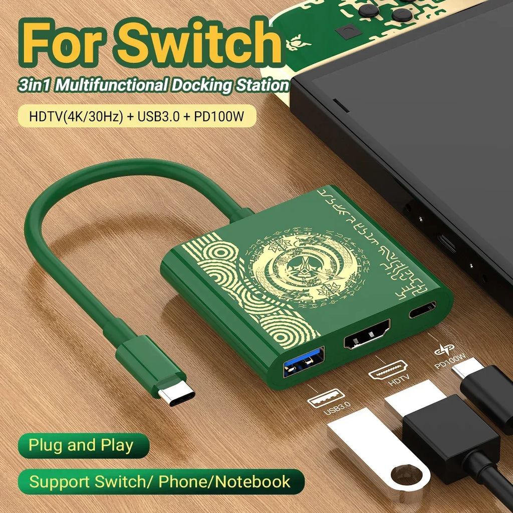 3-in-1 USB-C Hub HDMI 4K 30Hz PD 100W Schnellladung USB 3.0 Dockingstation MacBook Laptop - FUXLShop