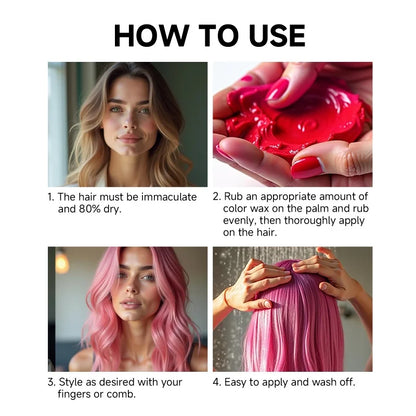 Step-by-step guide on using Sevich temporary hair wax for vibrant color changes.