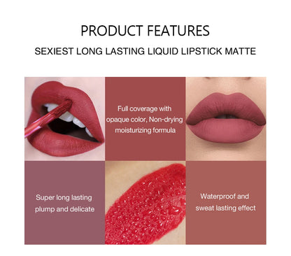 HANDAIYAN 6er Set Flüssig-Lippenstift – Langanhaltender Matt Lipgloss, Nicht Abfärbend – Geschenkbox - FUXL-Shopify 