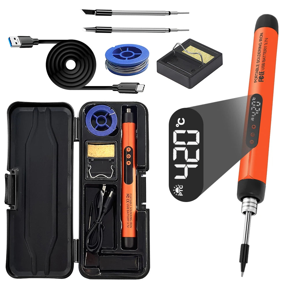 USB-Lötkolben Mini-Lötkolben-Set, tragbar, für den Haushalt, Typ-C-Schnittstelle, 800 mAh Akku, einstellbare Temperatur - FUXL-Shopify 