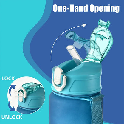 Sportwasserflasche mit zeitverfolgendem Strohhalm, auslaufsicherer, verriegelbarer Klappdeckel für einfaches Tragen, ideal für Outdoor-Abenteuer - FUXL-Shopify 