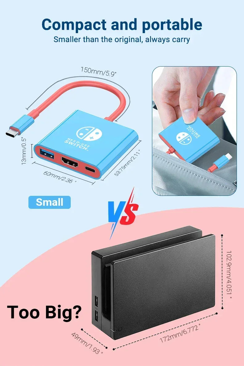 3-in-1 USB-C Hub HDMI 4K 30Hz PD 100W Schnellladung USB 3.0 Dockingstation MacBook Laptop - FUXLShop