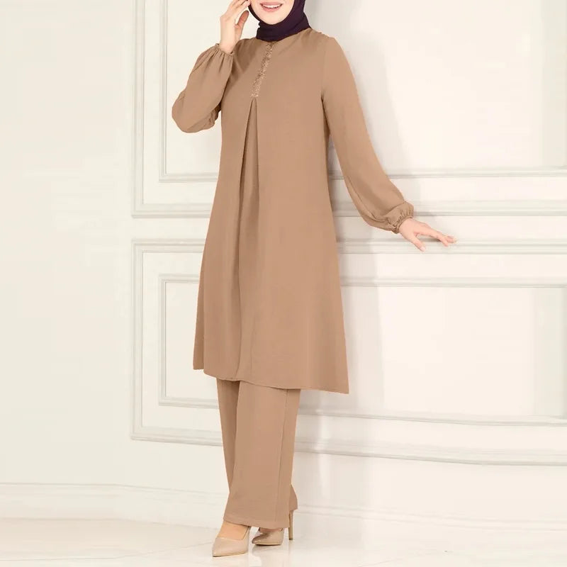 Muslimisches Damen-Set Langarm Bluse & Weite Hose | Modest Fashion