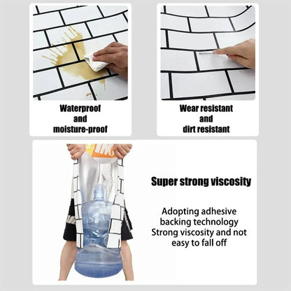 Küchenschränke, Tapeten-Wandaufkleber, weißer Ziegelstein, wasserdicht und ölbeständig, 40 cm, hohe Temperaturbeständigkeit, selbstklebend, für Zuhause - FUXLShop