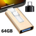 4-in-1 OTG USB 3.0 Flash Drive 64GB Gold – Speicherstick für iPhone & Android
