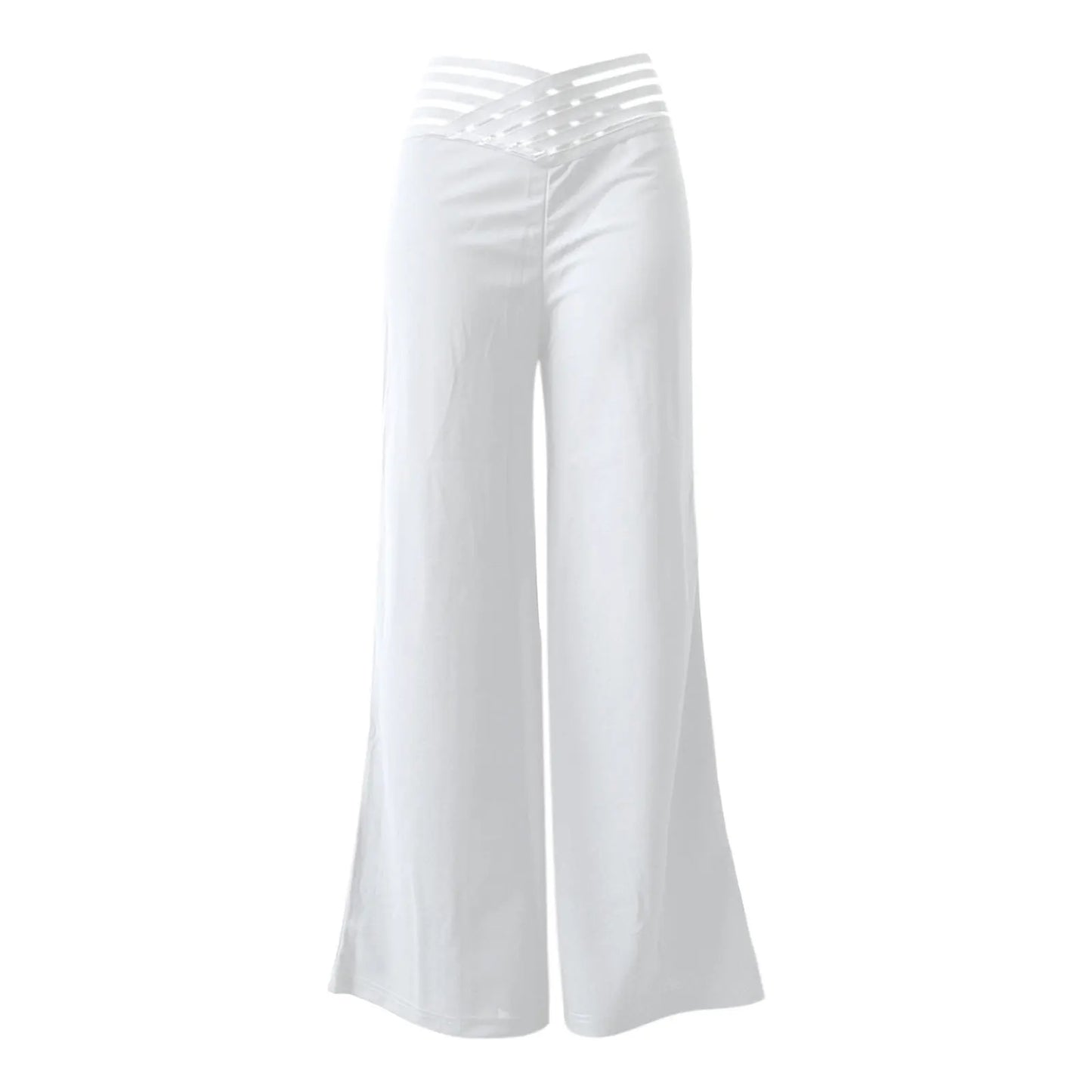 Frauen Ausgestelltes Hosen Elegante Büro Dame Casual Hohe Taille Hose Frühling Sommer Solide Kreuzmuster Sheer Mesh Patch Breite Bein Hose