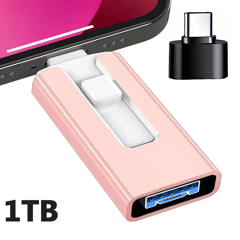 4-in-1 OTG USB 3.0 Flash Drive 1TB Pink – Speicherstick für iPhone & Android