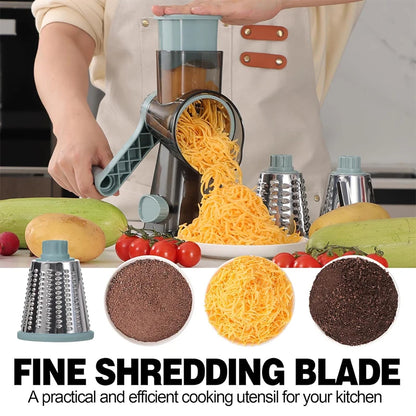 FUXL 3-in-1-Käsereibe, vielseitiger manueller Gemüseschneider, Erdnussmühle, Käse- und Gemüsezerkleinerer, transparent, JT242 - FUXL-Shopify 