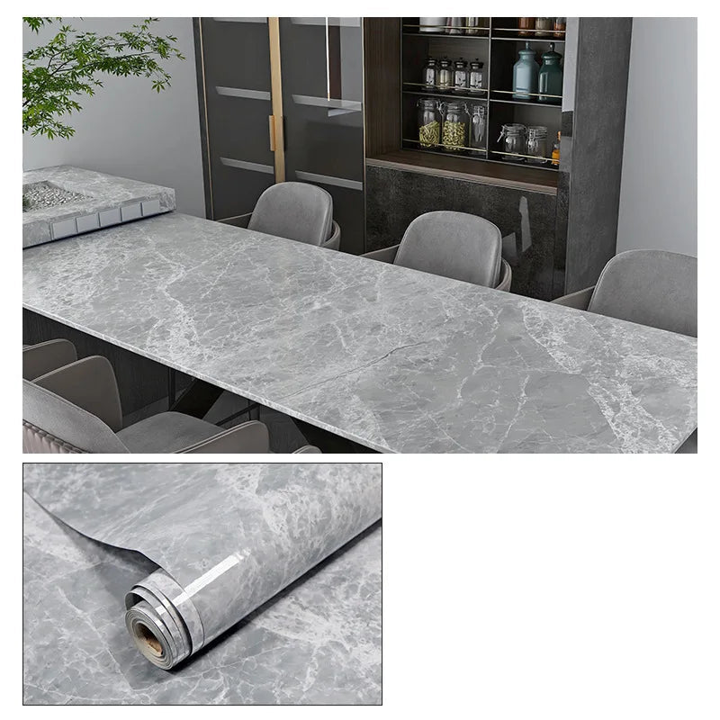 Wasserdichte Marmor Vinylfolie 60cm - Selbstklebende Tapete für Bad & Küche