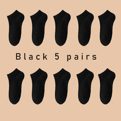 5 Pairs of Women's/men's Boat Socks Invisible Low Cut Anti Slip Summer No Show Ankle Socks Solid Color Casual Breathable - FUXL-Shopify 