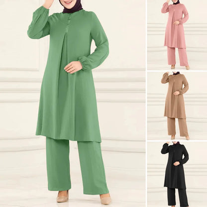Muslimisches Damen-Set Langarm Bluse & Weite Hose | Modest Fashion
