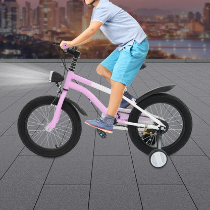 Kinderfahrrad 16 Zoll mit LED-Licht & Stützrädern – Höhenverstellbar für Kinder 5-8 Jahre, bis 60 kg belastbar - FUXLShop