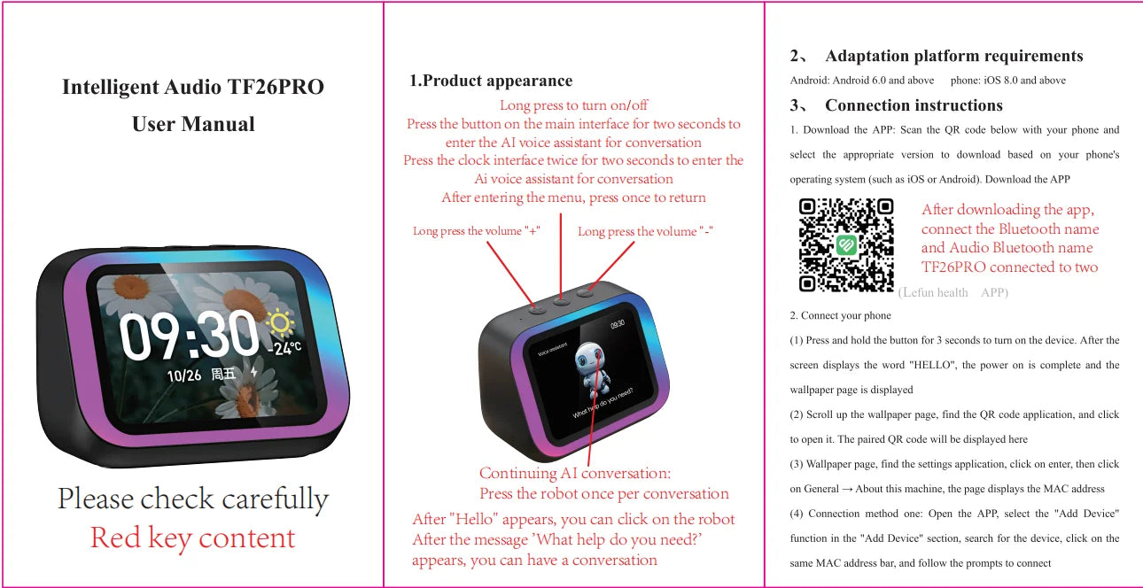 AI Smart Bluetooth 5.4 Lautsprecher mit HD‑Touchscreen und Sprachassistent