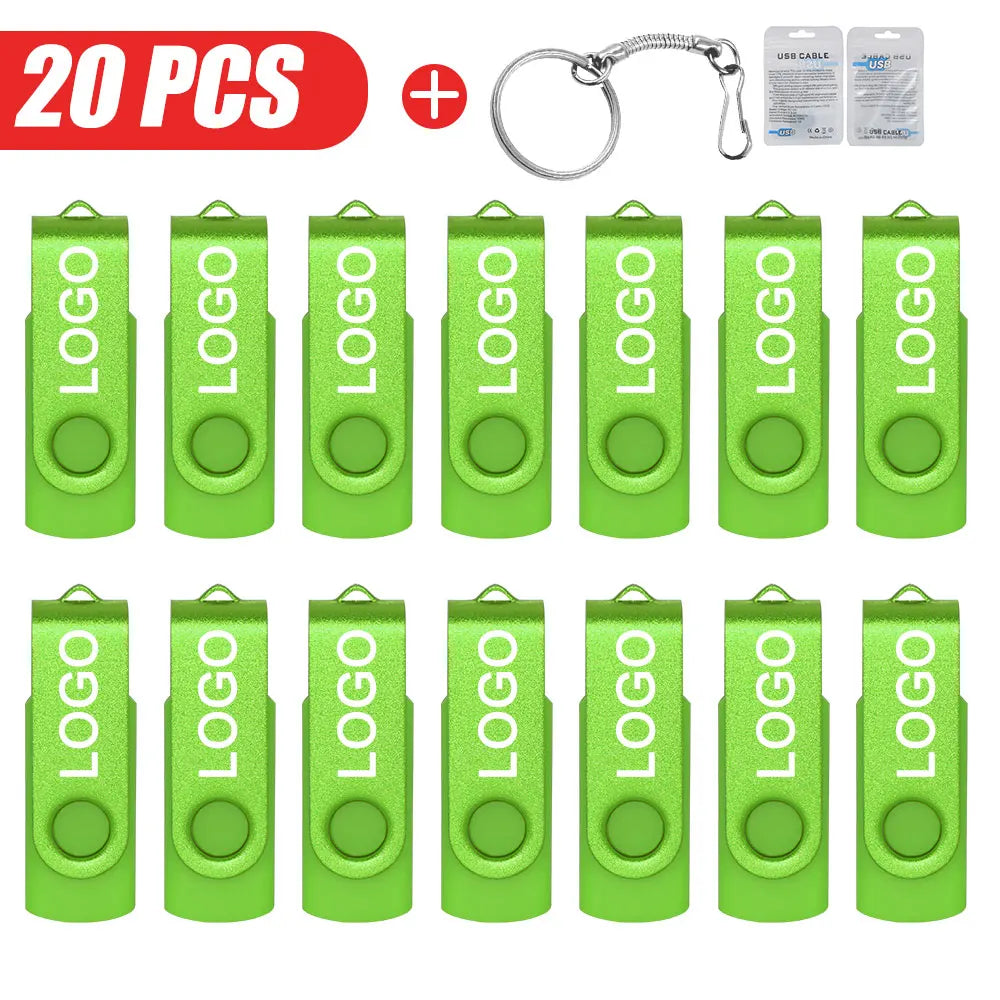 20er-Set USB 2.0 Flash Drives mit individuellem Logo – 4GB bis 64GB – Pen Drives mit echter Kapazität, Werbegeschenk, Plug & Play