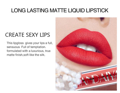 HANDAIYAN 6er Set Flüssig-Lippenstift – Langanhaltender Matt Lipgloss, Nicht Abfärbend – Geschenkbox - FUXL-Shopify 