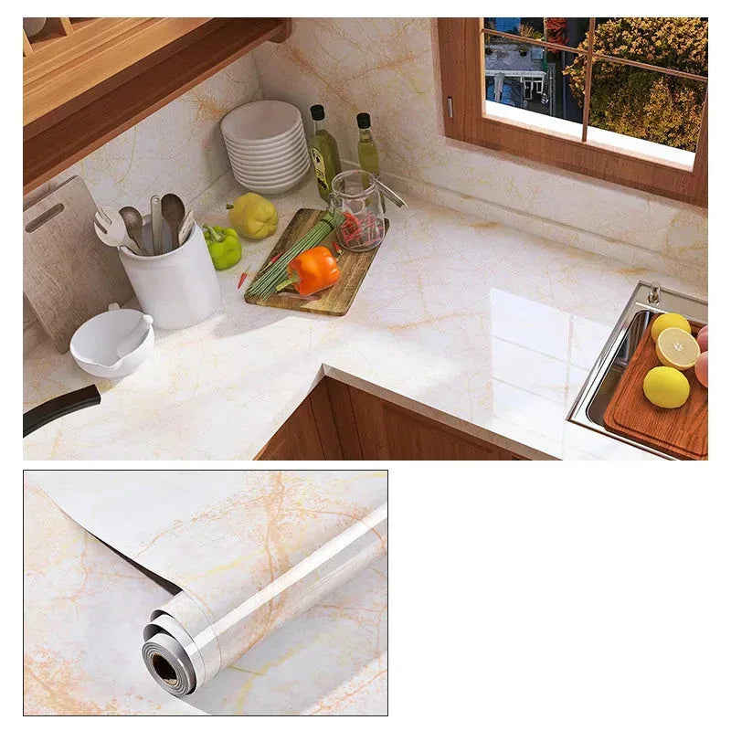 Wasserdichte Marmor Vinylfolie 60cm - Selbstklebende Tapete für Bad & Küche - FUXLShop