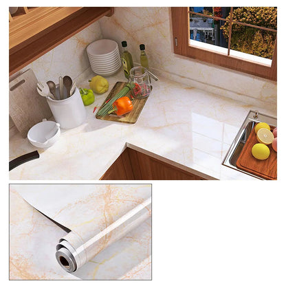 Wasserdichte Marmor Vinylfolie 60cm - Selbstklebende Tapete für Bad & Küche