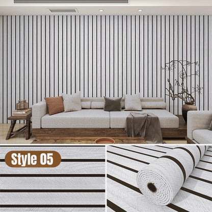 Selbstklebende Vinyl-Wandpaneele mit Holzmaserung & vertikalen Latten – Tapete für Wohnzimmer, Schlafzimmer, Küche, Bad & TV-Rückwand – wasserdicht