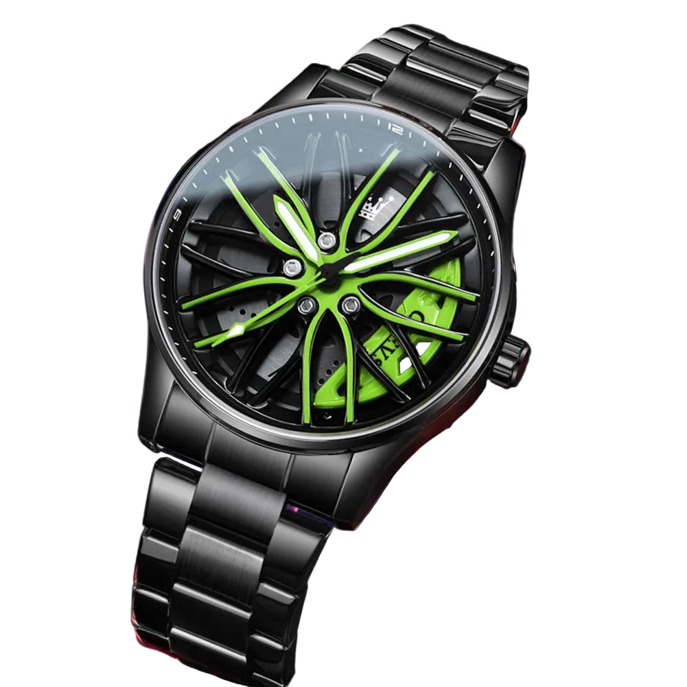 OLEVS Herrenuhr Racing Quarzuhr – Edelstahl Wasserdicht Leuchtzeiger 40mm