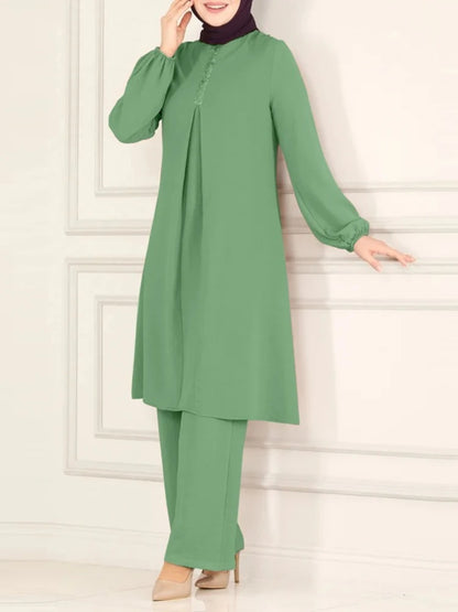 Muslimisches Damen-Set Langarm Bluse & Weite Hose | Modest Fashion